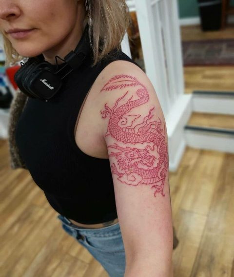 Wonderful-Red-Outline-Dragon-Tattoos 