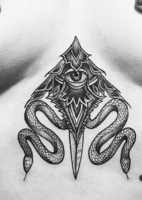 Attractive-Gothic-Sternum-Tattoo 