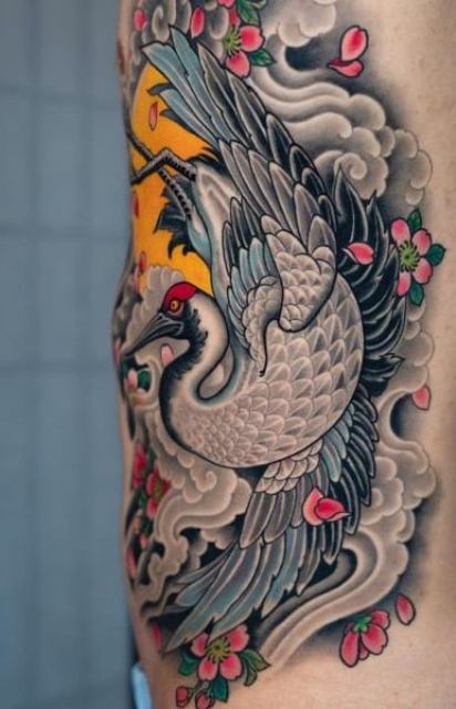 Stunning-Crane-Tattoo-For-Women
